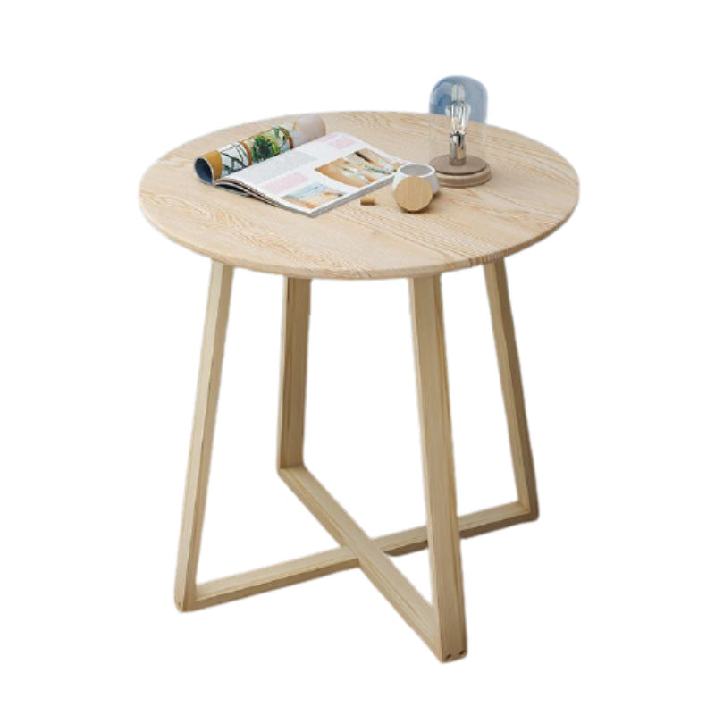 27.5" Tall Cross Legs Side Table Wood Natural/ White Round Side End Table