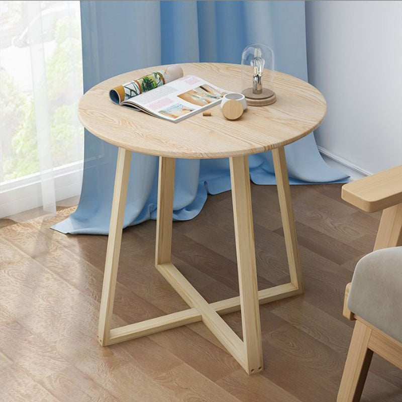 27.5" Tall Cross Legs Side Table Wood Natural/ White Round Side End Table
