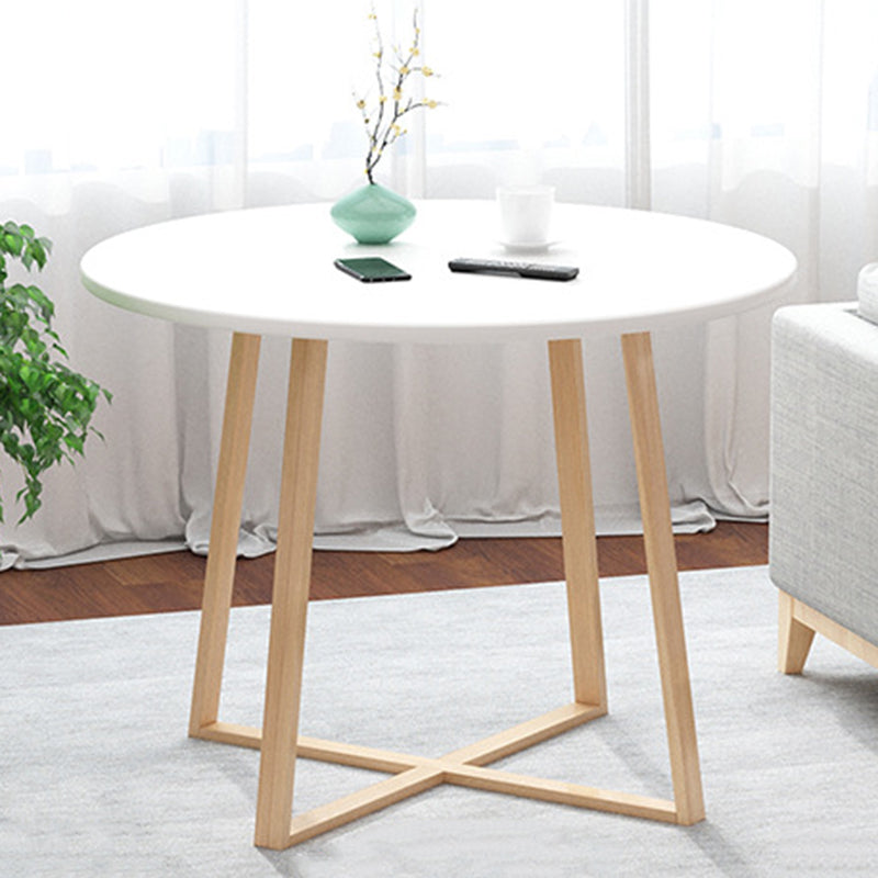 27.5" Tall Cross Legs Side Table Wood Natural/ White Round Side End Table