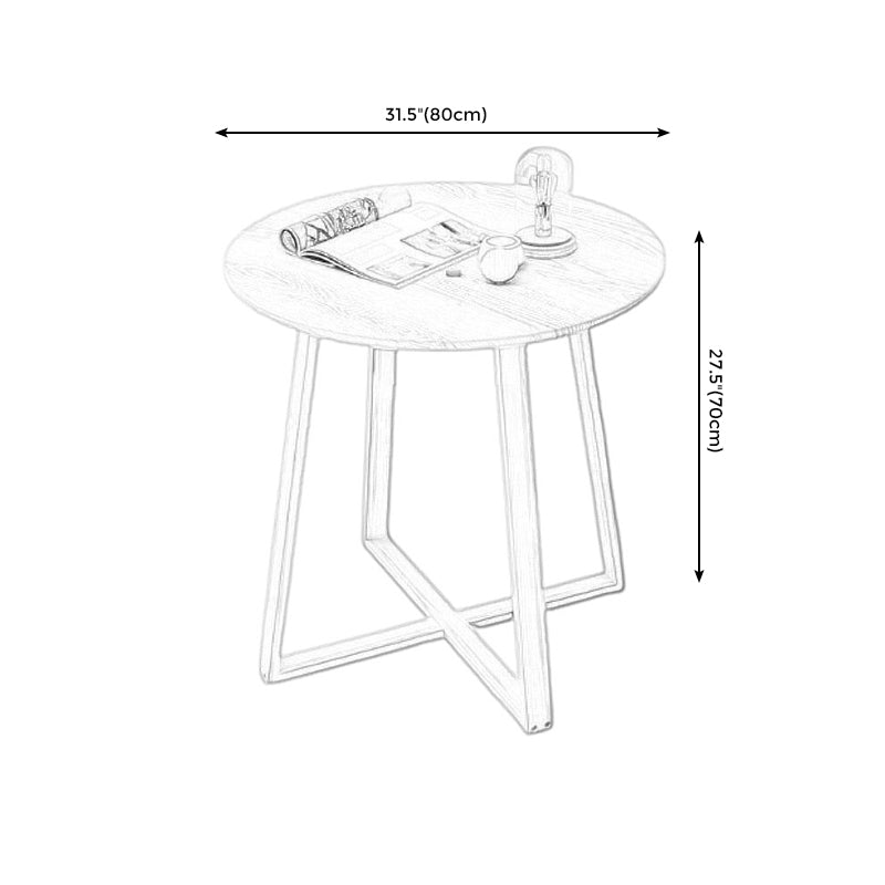 27.5" Tall Cross Legs Side Table Wood Natural/ White Round Side End Table