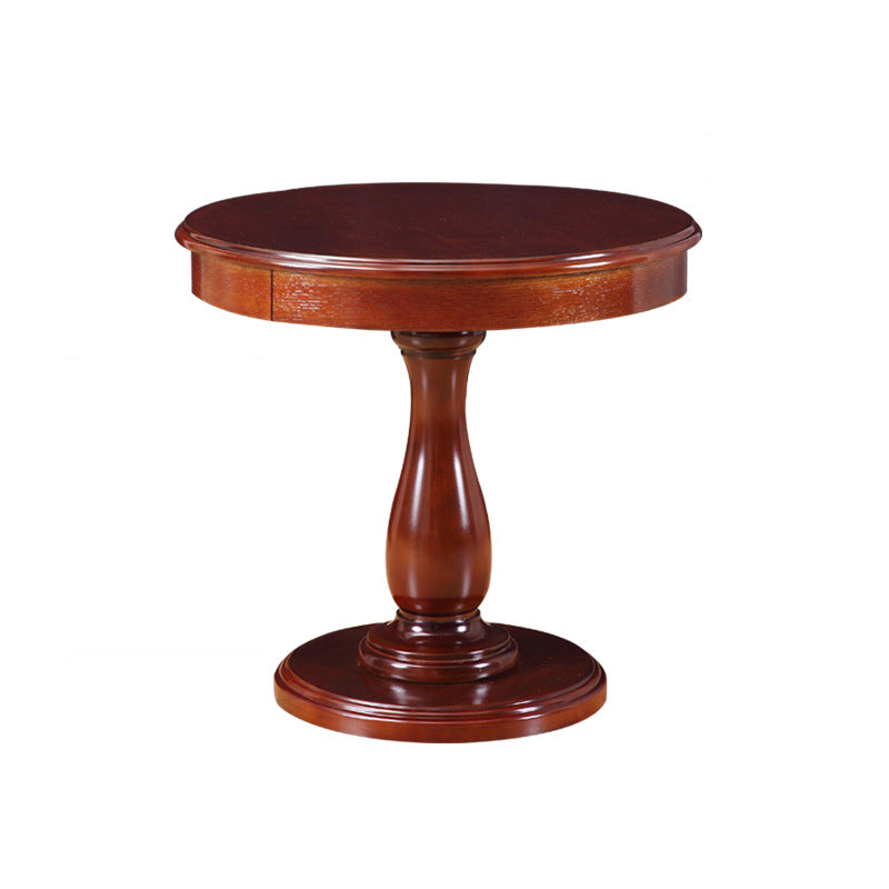 23.6" Tall Pedestal End Table Solid Wood Round Side End Table