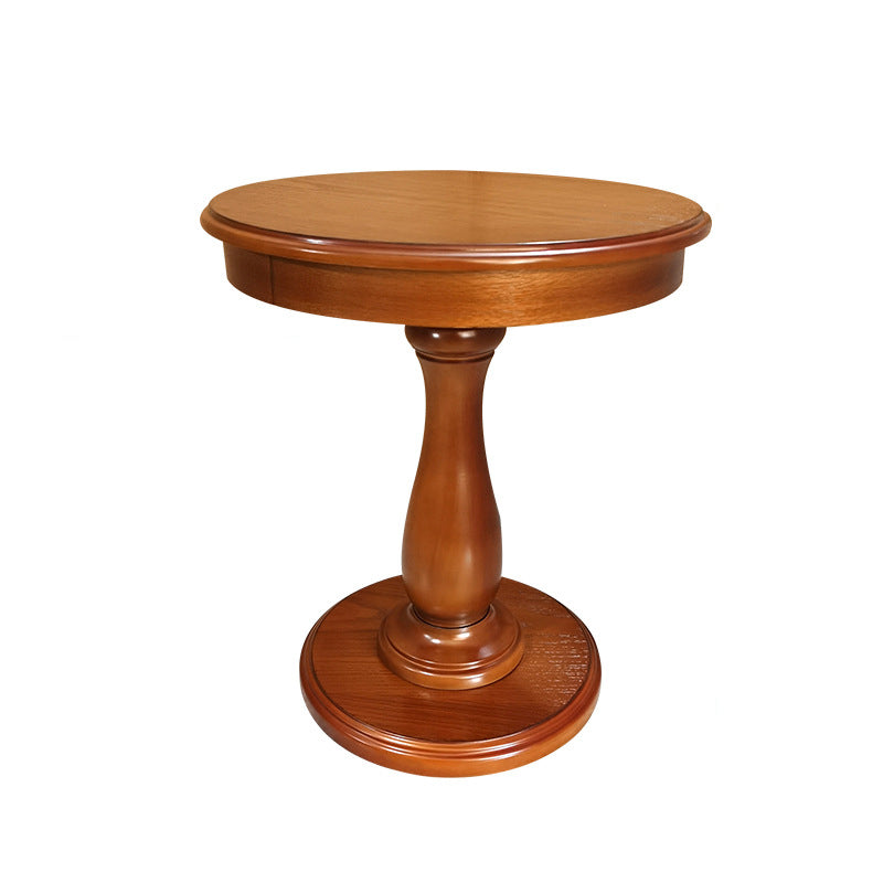 23.6" Tall Pedestal End Table Solid Wood Round Side End Table