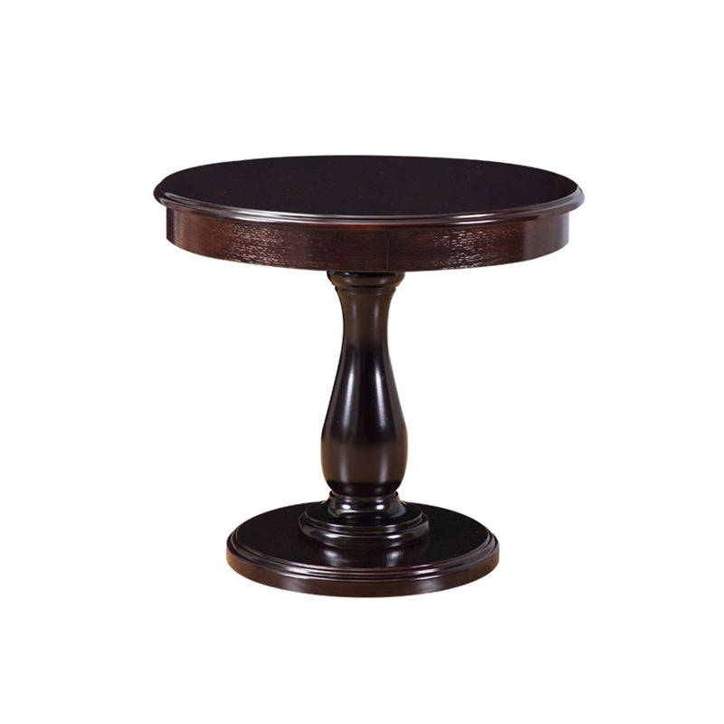 23.6" Tall Pedestal End Table Solid Wood Round Side End Table