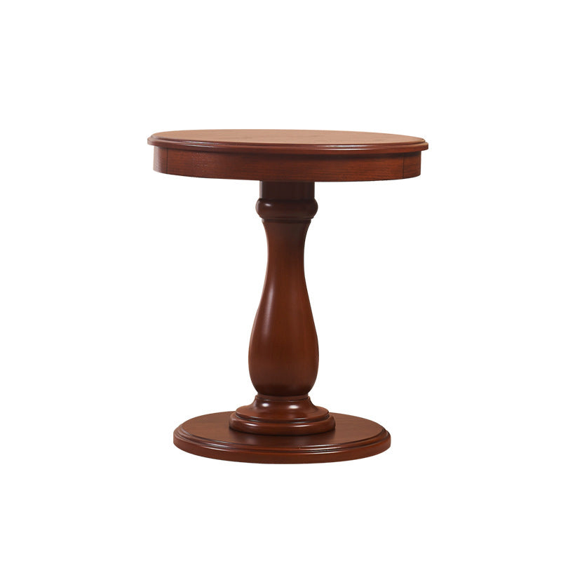 23.6" Tall Pedestal End Table Solid Wood Round Side End Table
