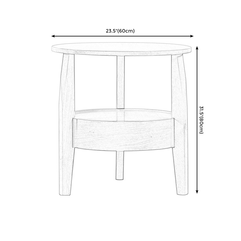 19.6"/23.6"/31.4" Tall 3 Legs End Table Solid Wood Round Side End Table with Drawer