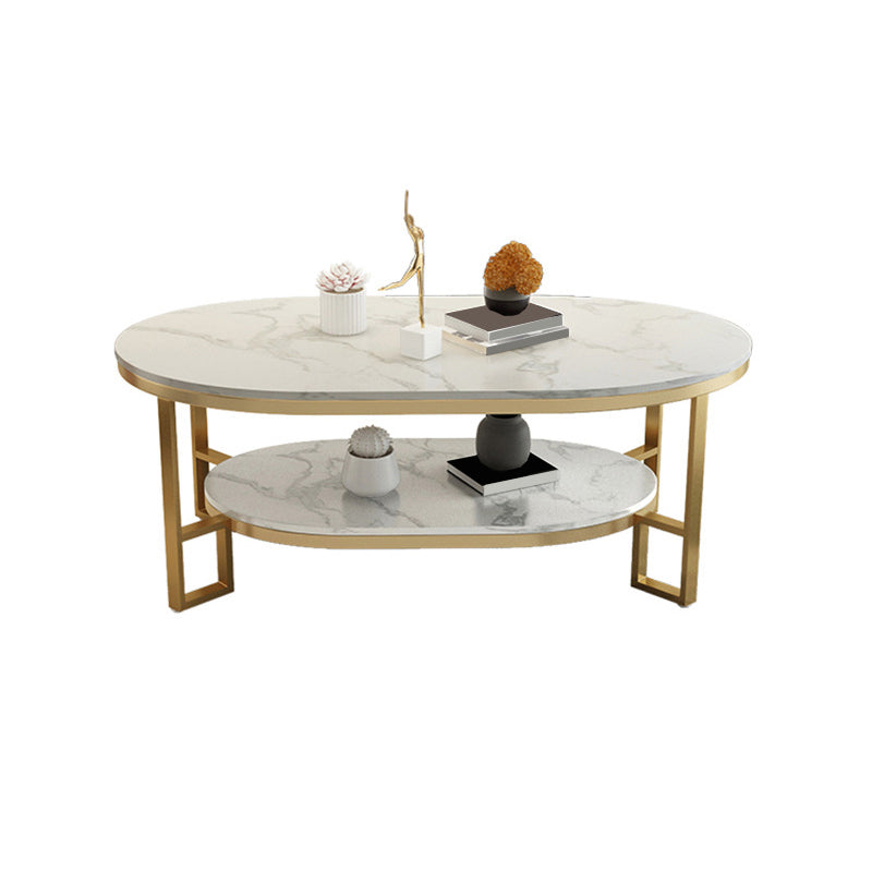17.7" Tall Modern Iron 4 Legs Slate Rectangular Table Top Coffee Table