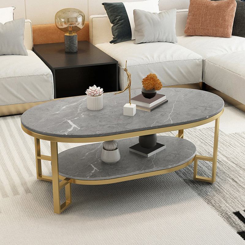 17.7" Tall Modern Iron 4 Legs Slate Rectangular Table Top Coffee Table