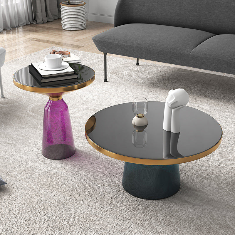 13.7"/20.8" Tall Modern Glass Pedestal Round Table Top Coffee Table