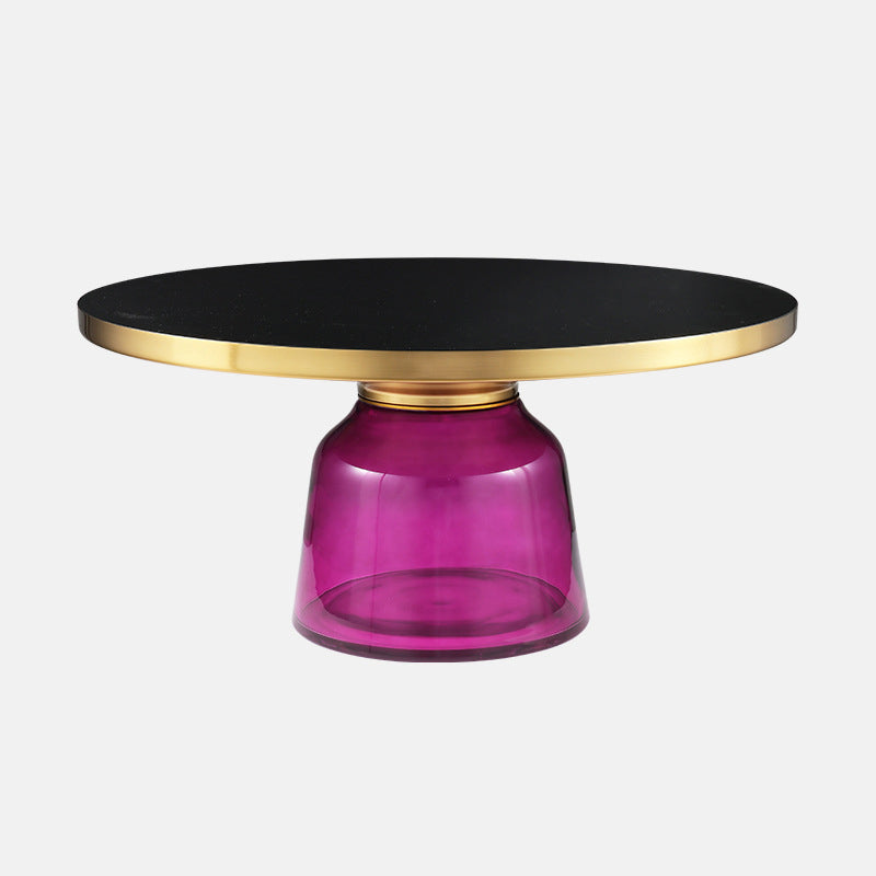 13.7"/20.8" Tall Modern Glass Pedestal Round Table Top Coffee Table