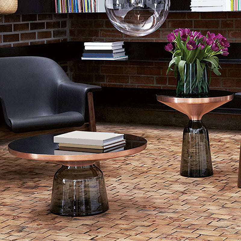 13.7"/20.8" Tall Modern Glass Pedestal Round Table Top Coffee Table