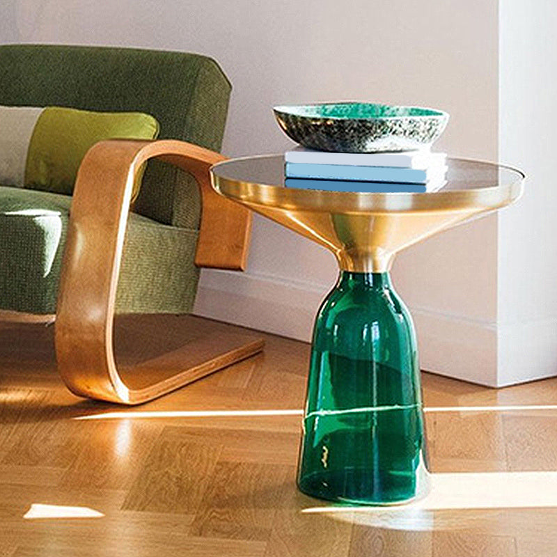 13.7"/20.8" Tall Modern Glass Pedestal Round Table Top Coffee Table