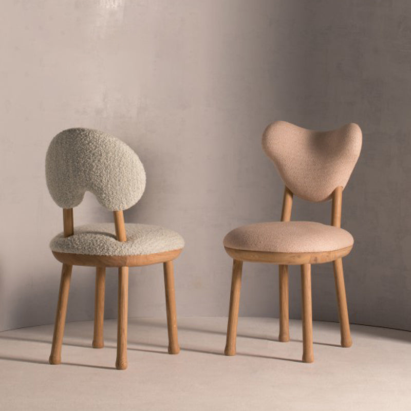 Tight Back Armless Chair Wood Frame Wool Accent Chair with Four Legs