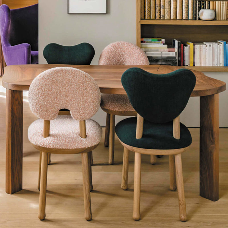 Tight Back Armless Chair Wood Frame Wool Accent Chair with Four Legs