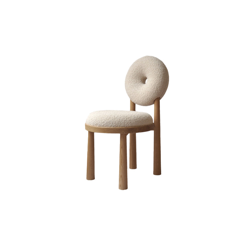 Tight Back Armless Chair Wood Frame Wool Accent Chair with Four Legs