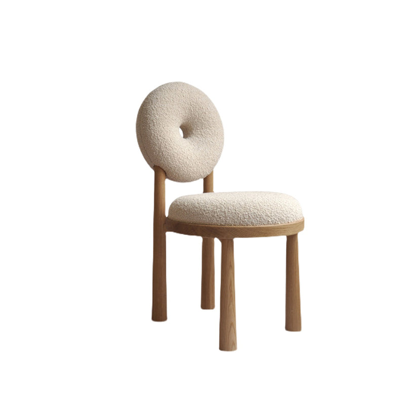 Tight Back Armless Chair Wood Frame Wool Accent Chair with Four Legs