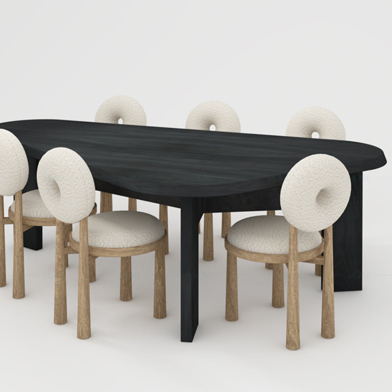 Tight Back Armless Chair Wood Frame Wool Accent Chair with Four Legs