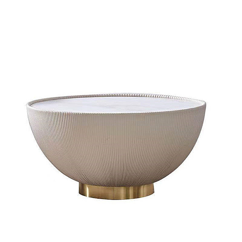 Slate Round Top Coffee Table Faux Leather Solid Base Cocktail Table