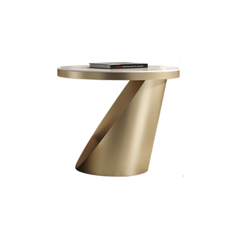 Modern Light Luxury Coffee Table Round Slate Coffee Table with Storage Drawer