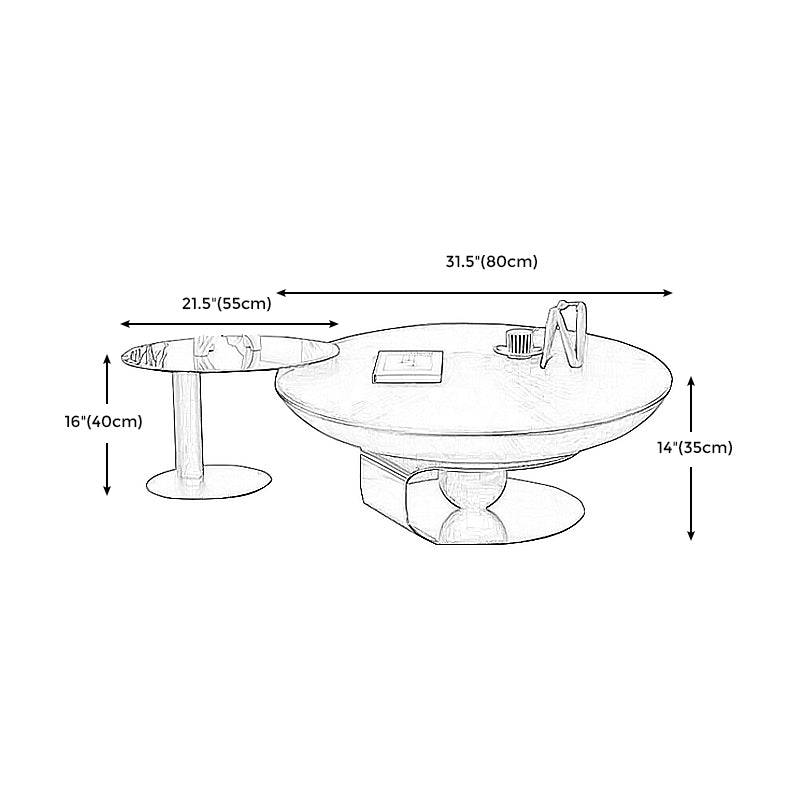 Modern Style Wood Walnut/black Top Stainless Steel Base Round Coffee Table