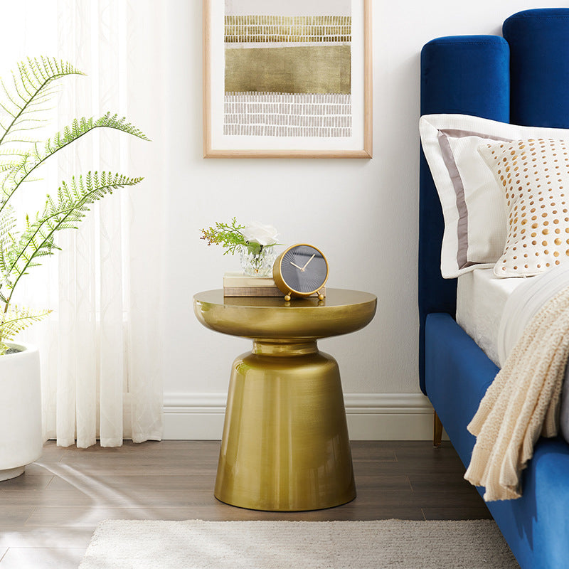 16.9"/23.6" Tall Pedestal Metal End Table Round Solid Color Side End Table