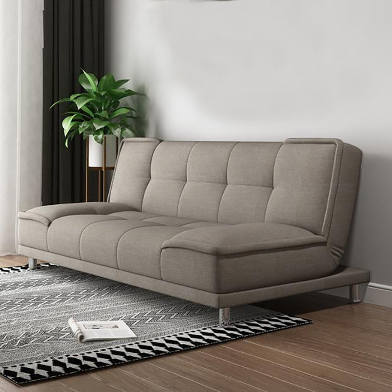 Contemporary Convertible Armless Cotton Blend and Faux Leather Sofa Bed