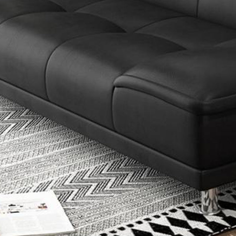 Contemporary Convertible Armless Cotton Blend and Faux Leather Sofa Bed