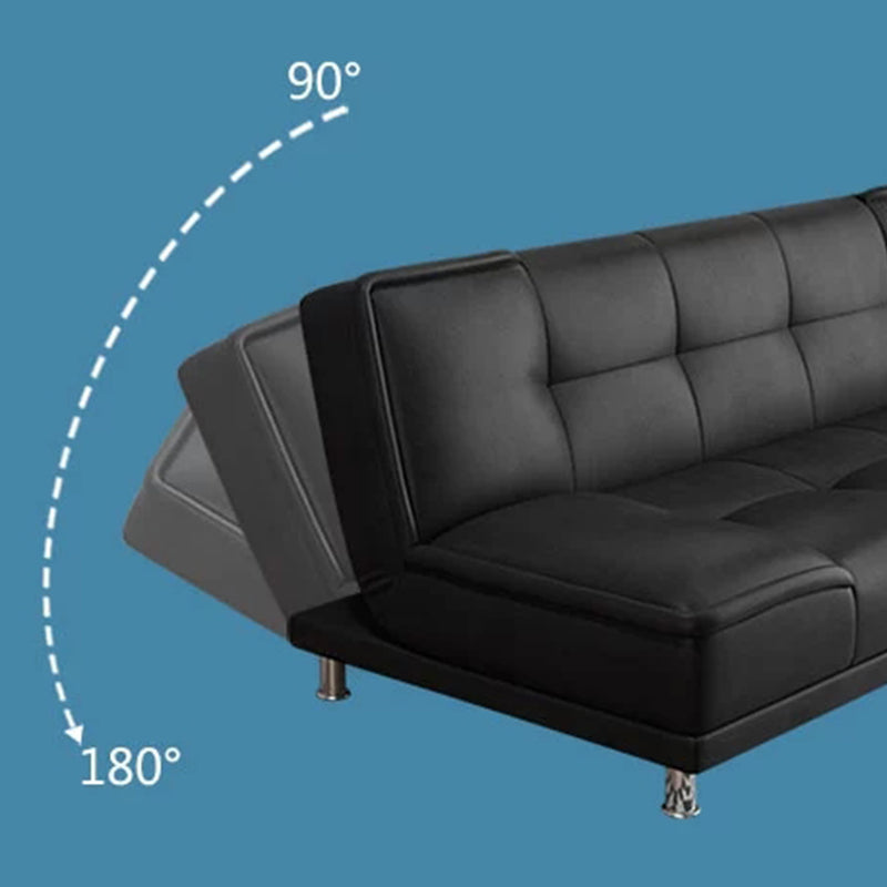 Contemporary Convertible Armless Cotton Blend and Faux Leather Sofa Bed