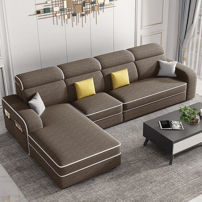 Scandinavian L-Shape Sectional with Square Arm and Storage for Four People
