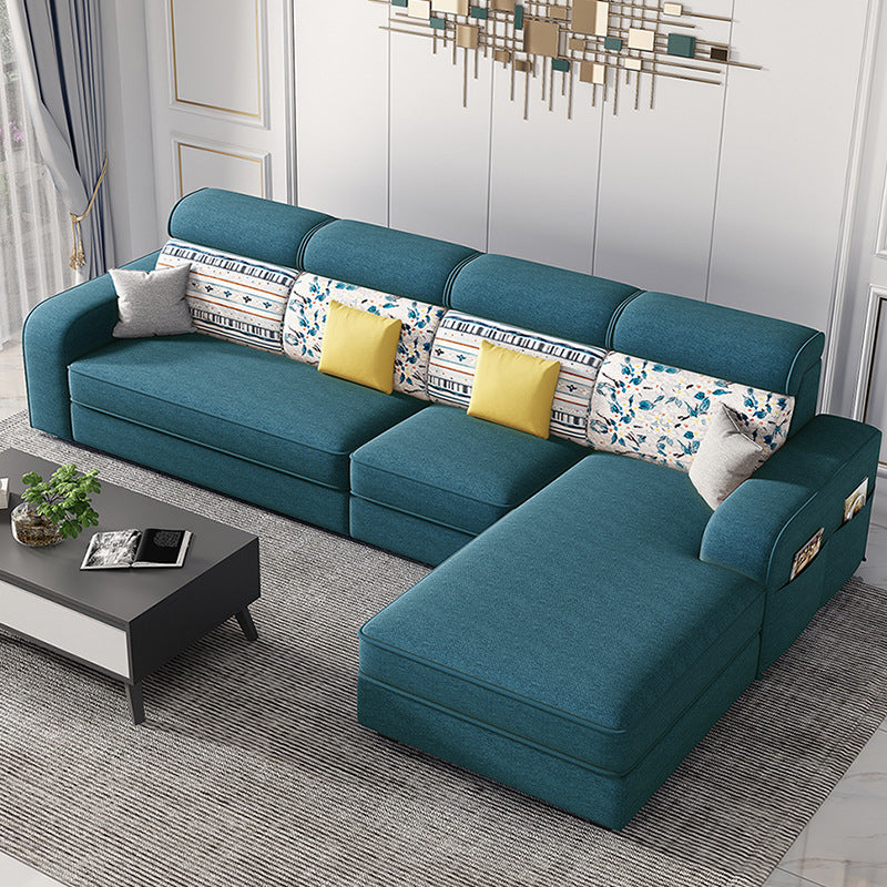 Scandinavian L-Shape Sectional with Square Arm and Storage for Four People