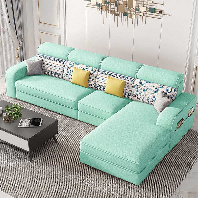 Scandinavian L-Shape Sectional with Square Arm and Storage for Four People