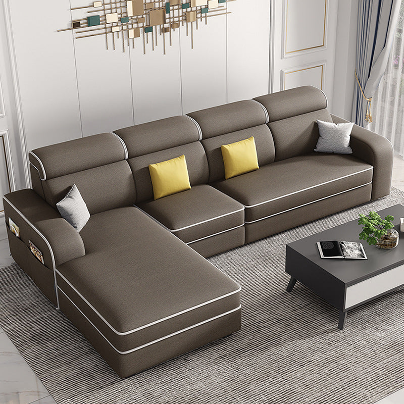 Scandinavian L-Shape Sectional with Square Arm and Storage for Four People