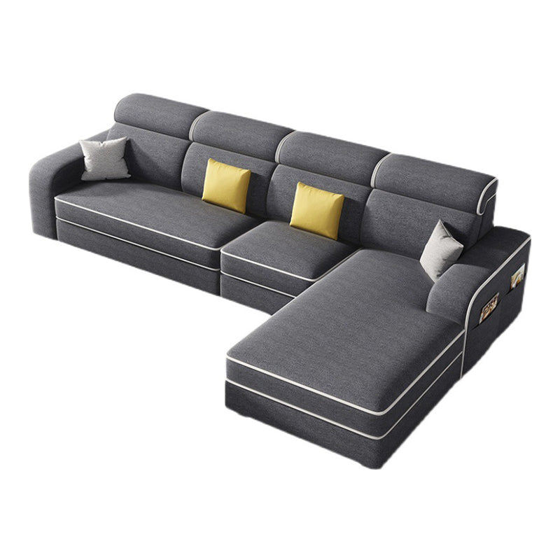 Scandinavian L-Shape Sectional with Square Arm and Storage for Four People