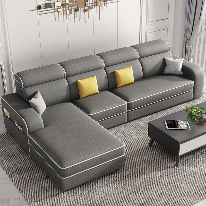 Scandinavian L-Shape Sectional with Square Arm and Storage for Four People