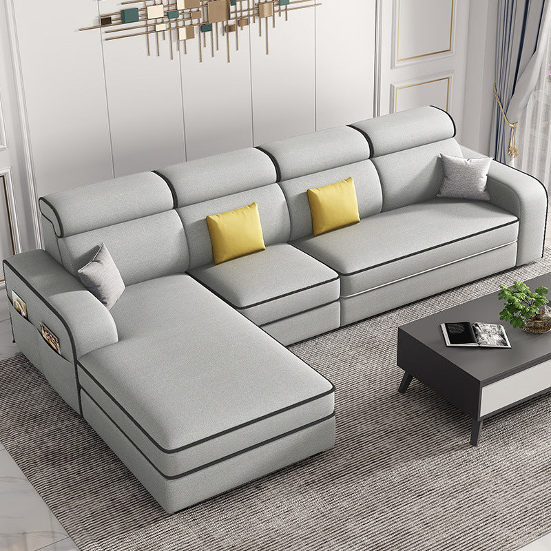 Scandinavian L-Shape Sectional with Square Arm and Storage for Four People