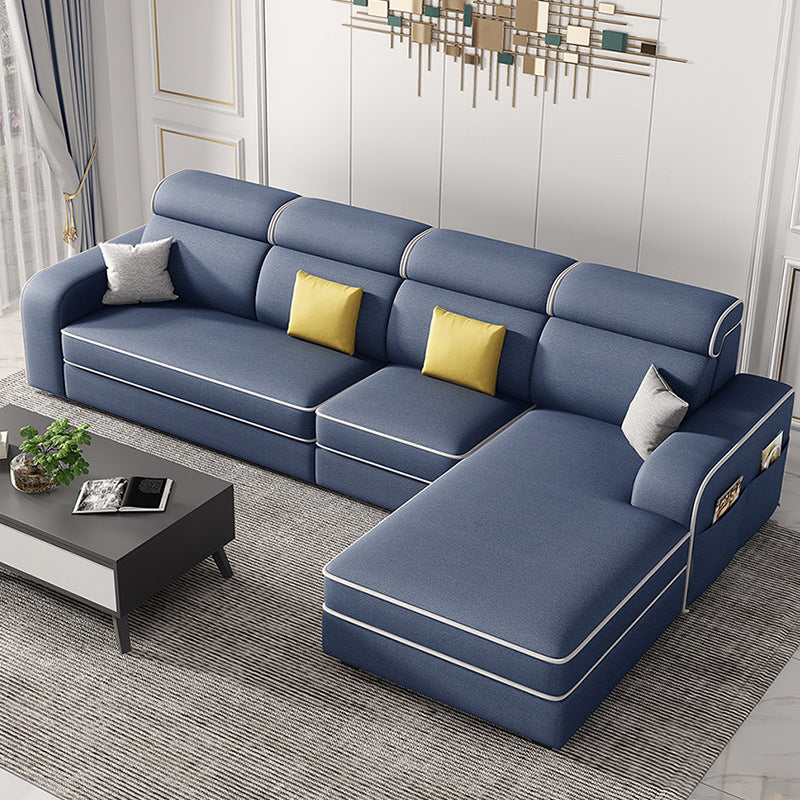 Scandinavian L-Shape Sectional with Square Arm and Storage for Four People