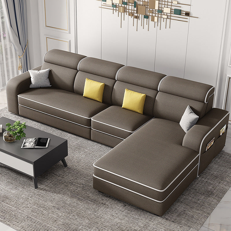 Scandinavian L-Shape Sectional with Square Arm and Storage for Four People