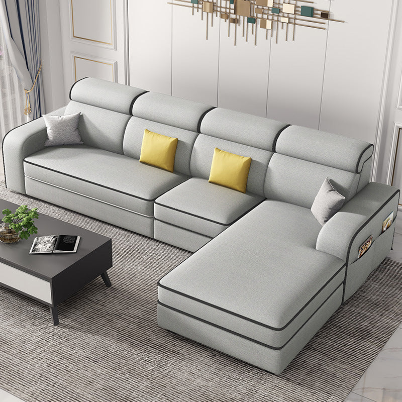 Scandinavian L-Shape Sectional with Square Arm and Storage for Four People