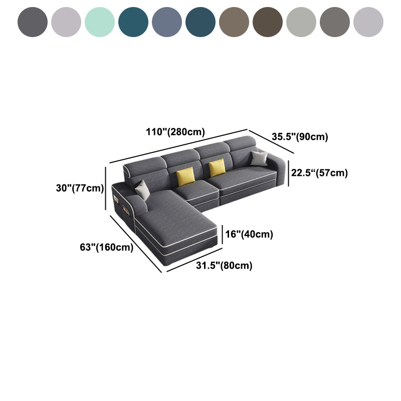 Scandinavian L-Shape Sectional with Square Arm and Storage for Four People