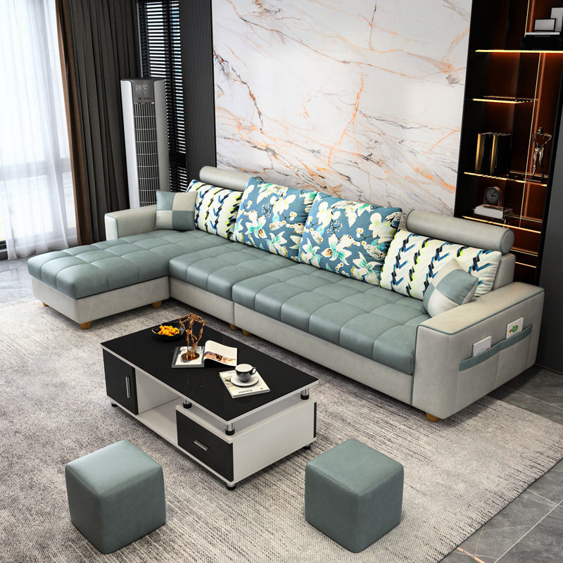 Scandinavian 4-seater Sectional with Storage and Square Arms