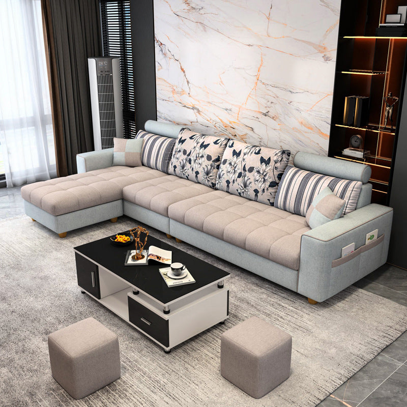 Scandinavian 4-seater Sectional with Storage and Square Arms