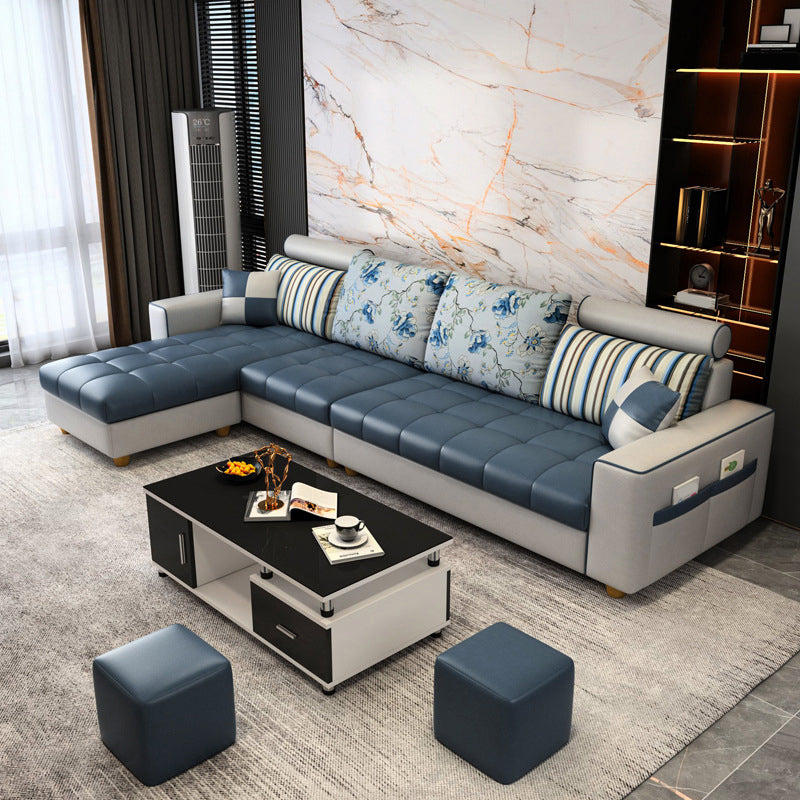 Scandinavian 4-seater Sectional with Storage and Square Arms
