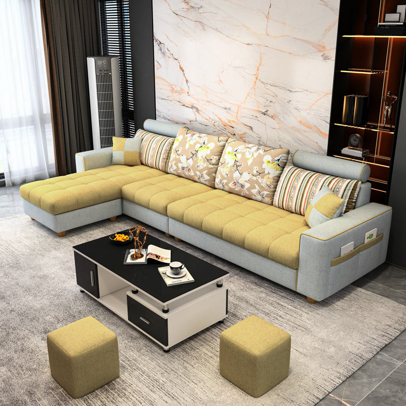 Scandinavian 4-seater Sectional with Storage and Square Arms