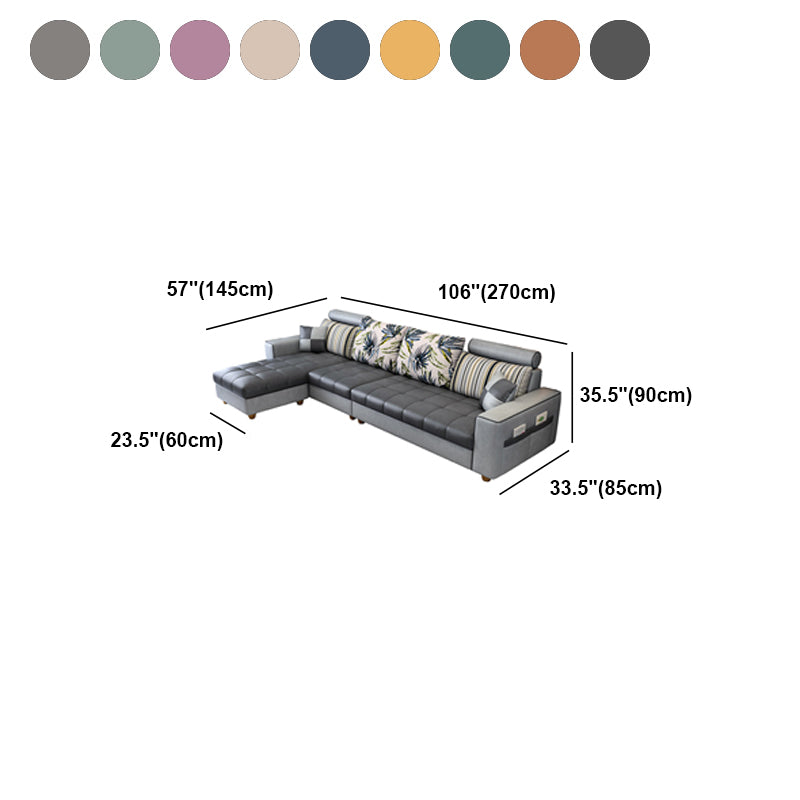 Scandinavian 4-seater Sectional with Storage and Square Arms