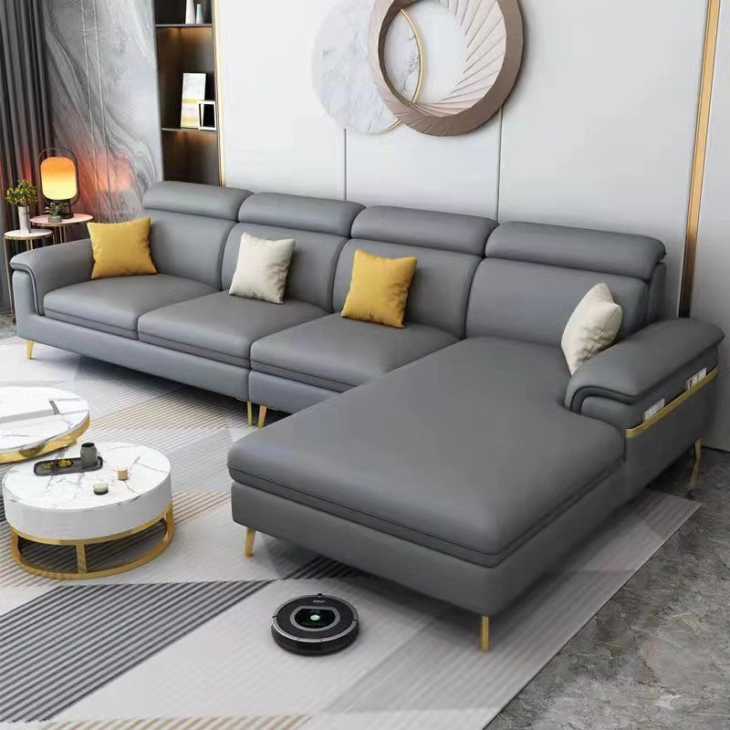 Latex Upholstery Sectional Filled Built-in Armrest with Pillow Back Sofa