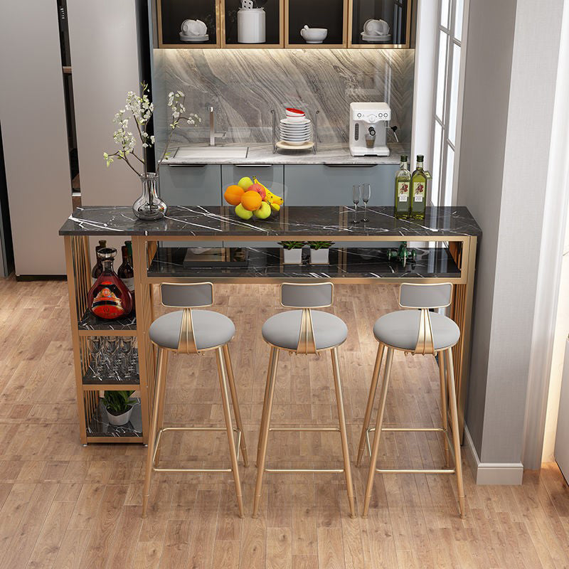 Contemporary Bistro Bar Desk Storage Indoor Double Pedestal Bistro Bar Table