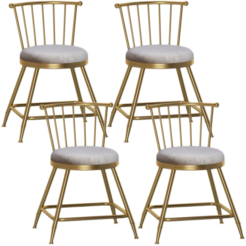 Nordic Armless Backrest Counter Stool Iron Dessert Shop Bar Stool with Pedal and Cushion