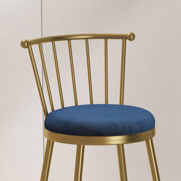 Nordic Armless Backrest Counter Stool Iron Dessert Shop Bar Stool with Pedal and Cushion