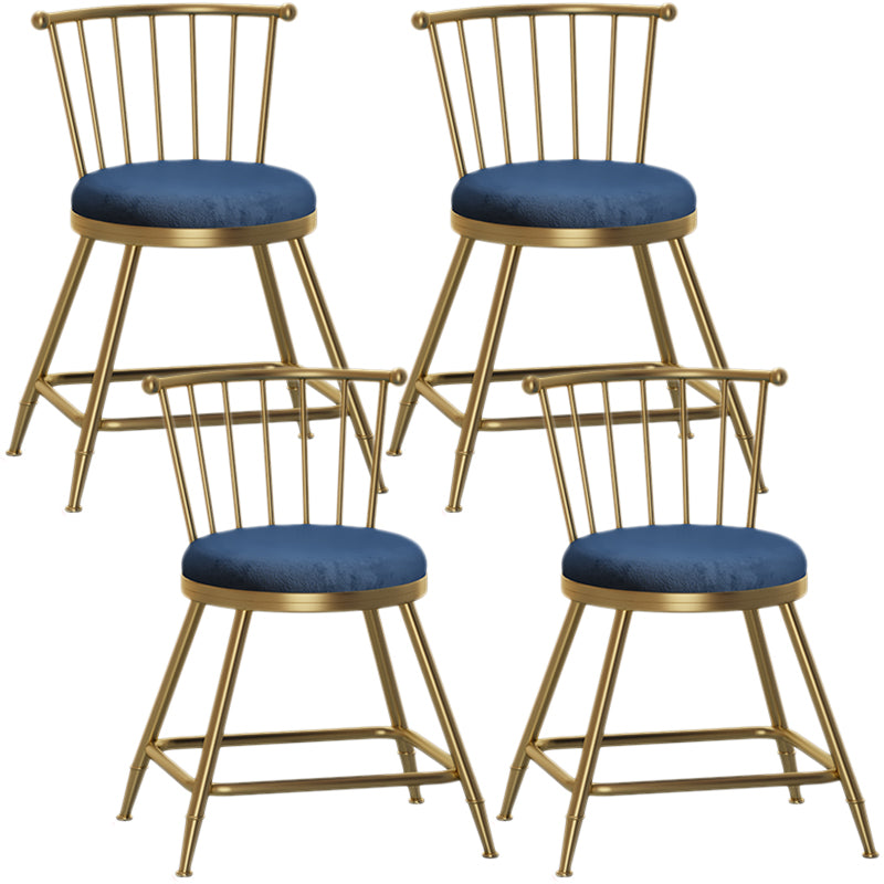 Nordic Armless Backrest Counter Stool Iron Dessert Shop Bar Stool with Pedal and Cushion