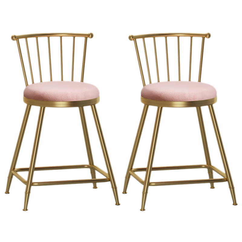 Nordic Armless Backrest Counter Stool Iron Dessert Shop Bar Stool with Pedal and Cushion