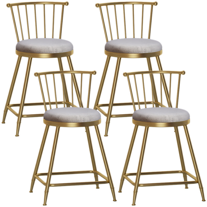 Nordic Armless Backrest Counter Stool Iron Dessert Shop Bar Stool with Pedal and Cushion